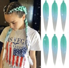 Braiding Hair Extension Green Mix Tinsel Pre Stretched Braiding Hair 3 Pc.28  