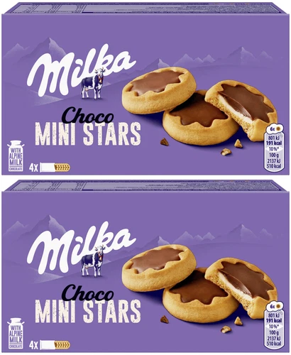2 MILKA CHOCO MINI STARS Cookies with Milk Chocolate Sweets Snacks 150g 5.3oz