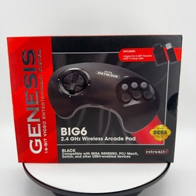 Retro-Bit Official Sega Genesis BIG6 Wireless Controller 6-Button Arcade Pad