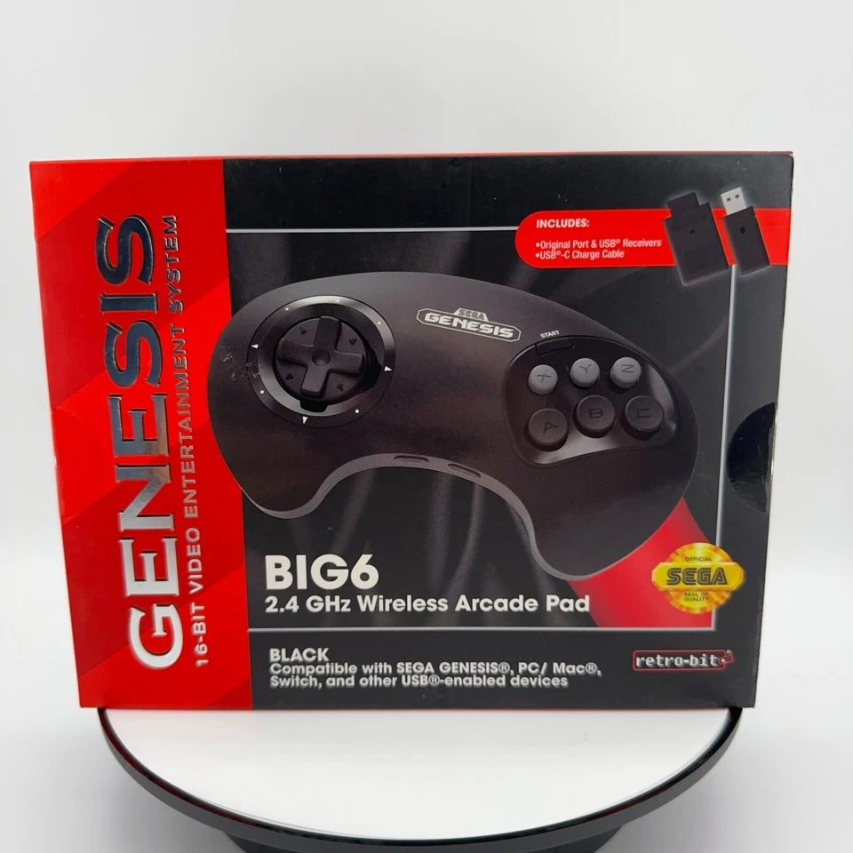 Retro-Bit Official Sega Genesis BIG6 Wireless Controller 6-Button Arcade Pad - Image 2 of 4