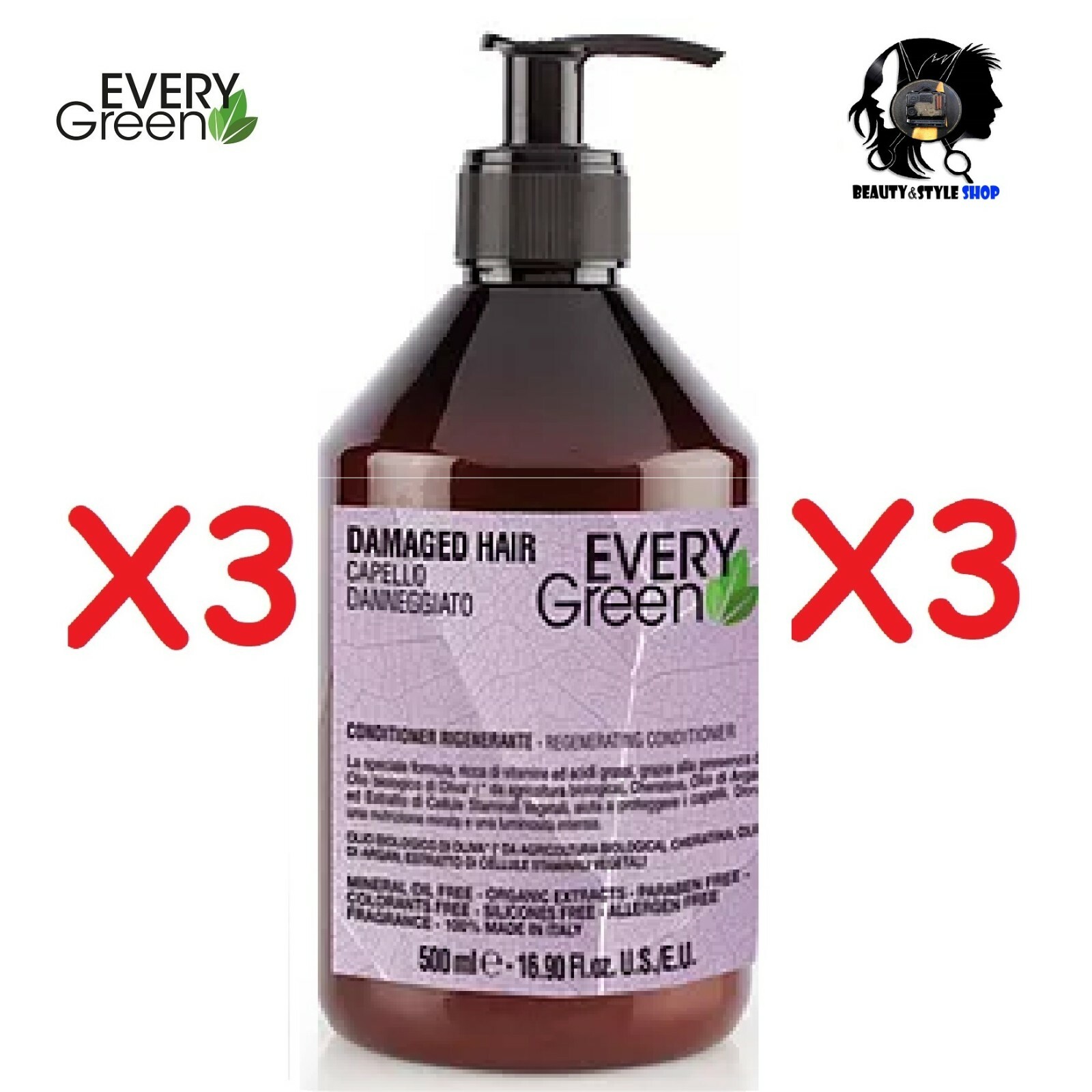 DIKSON EVERY GREEN DAMAGED HAIR CONDITIONER 3X500ML CAPELLI DANNEGGIATI