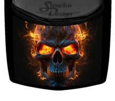 Flaming Fire Skull Truck Hood Wrap Vinyl Car Graphic Decal 58