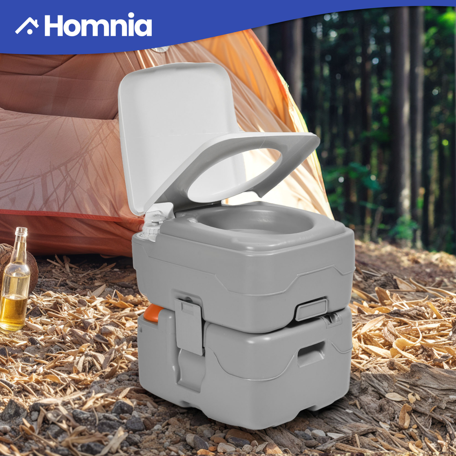 5.81 Gallon Portable Toilet Flush RV Travel Camping Commode Potty w/ Hand Spray