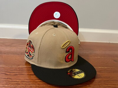 MLB Los Angeles Angels New Era 35th Anniversary 59Fifty Fitted Hat  Beige/Red UV