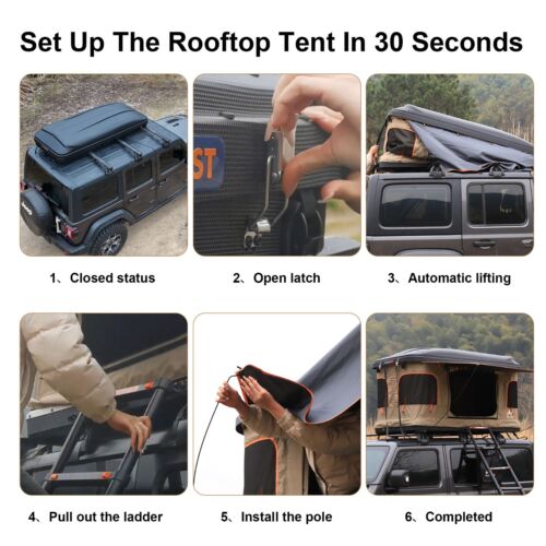 Naturnest Pop up Roof Top Tent ABS Hardshell Car Camping Tent for Single Person - Picture 9 of 12