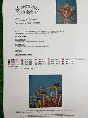 Woodland Dreams - Cross Stitch Pattern Barbara Ana Designs Creative Poppy - Picture 4 of 4