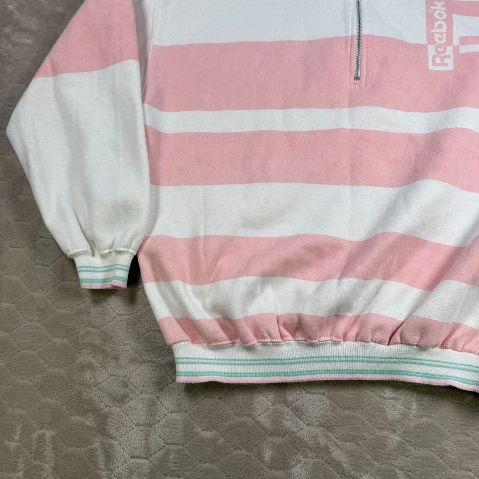 Sudadera deportiva de colección años 80 90 Reebok para mujer 1/4 cremallera a rayas talla M/L rara Foto 2 de 4