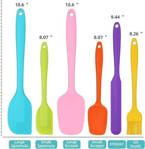 Set of 6 Silicone Spatulas, Heat Resistant, Nonstick for Cooking, Mixing (Black) - Picture 26 of 28