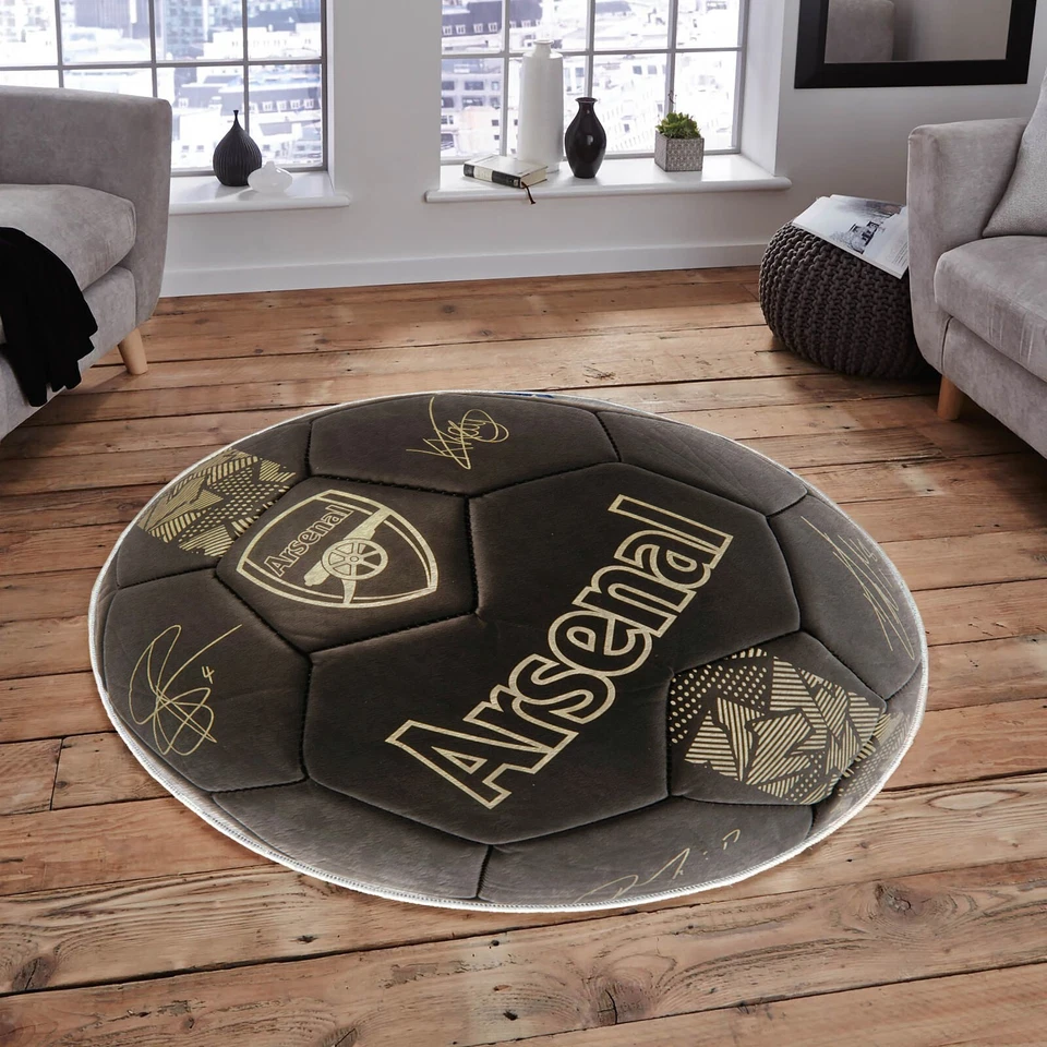 Arsenal Soccer Ball Round Rug, Football Area Rug - Image 3 of 4