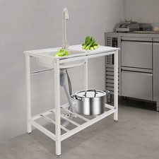 Stainless Steel Commercial Sink Utility Sink 1 Compartment Kitchen w/ Faucet