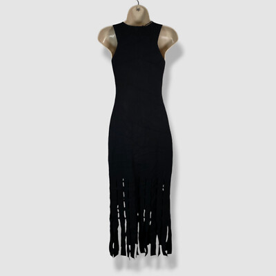 rails black cut out dress Rails Women's Black Cutout Fringe Scoop Neck Kaia Bodycon Dress Size S