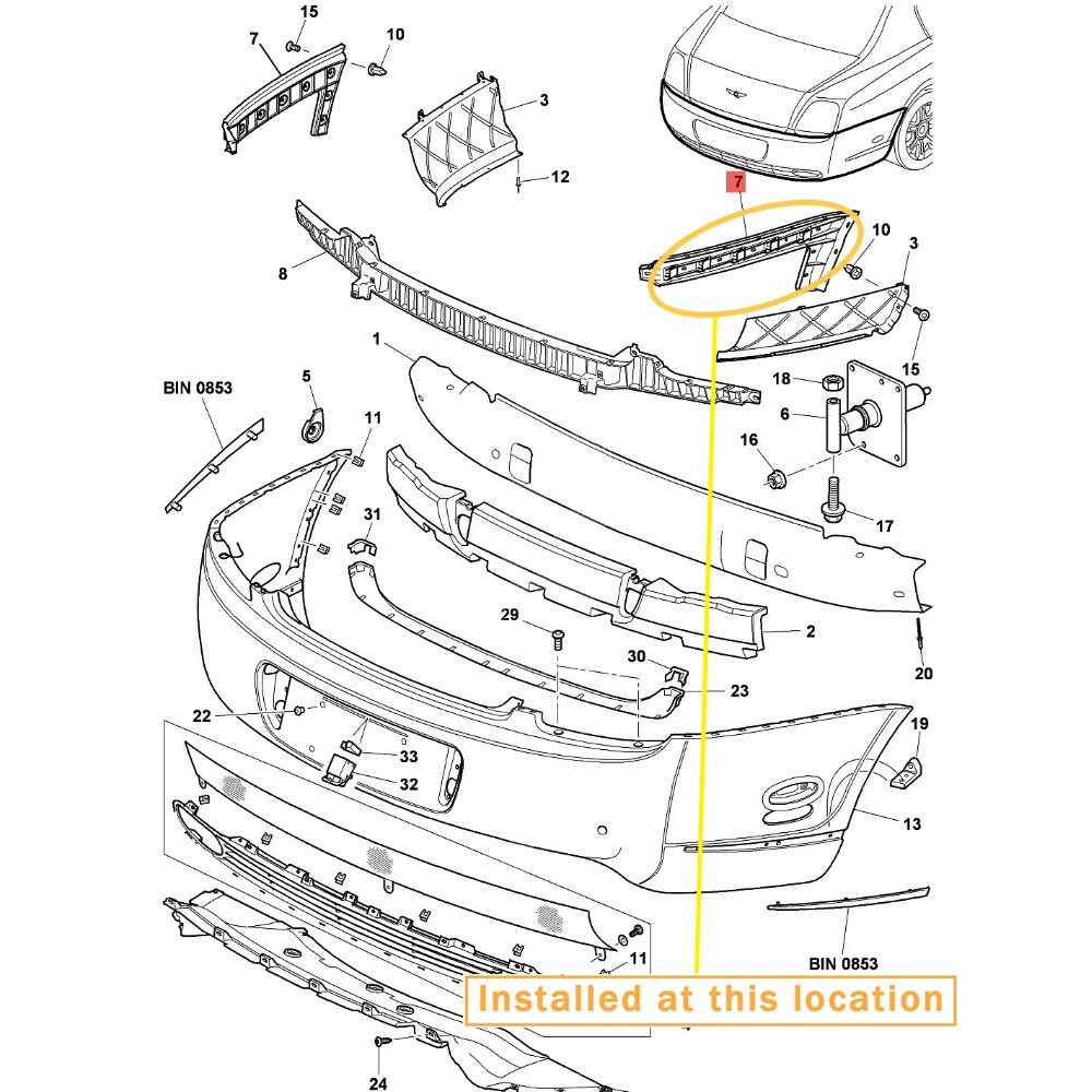 🚚  BENTLEY Continental FLYING SPUR 05-13 REAR BUMPER GUIDE LEFT OE：3W5807375