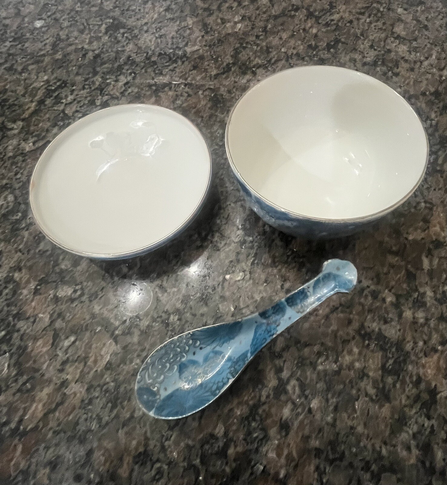 Set of 4 Kutani Japan Rice / Soup Bowl, Lid and Spoon