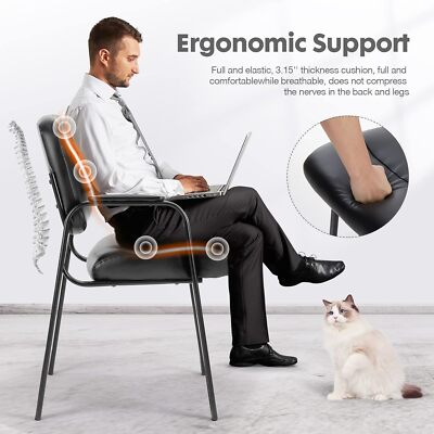 Chairs Work Office PU Leather Padded Arm and Lumbar Support Guest Reception Desk