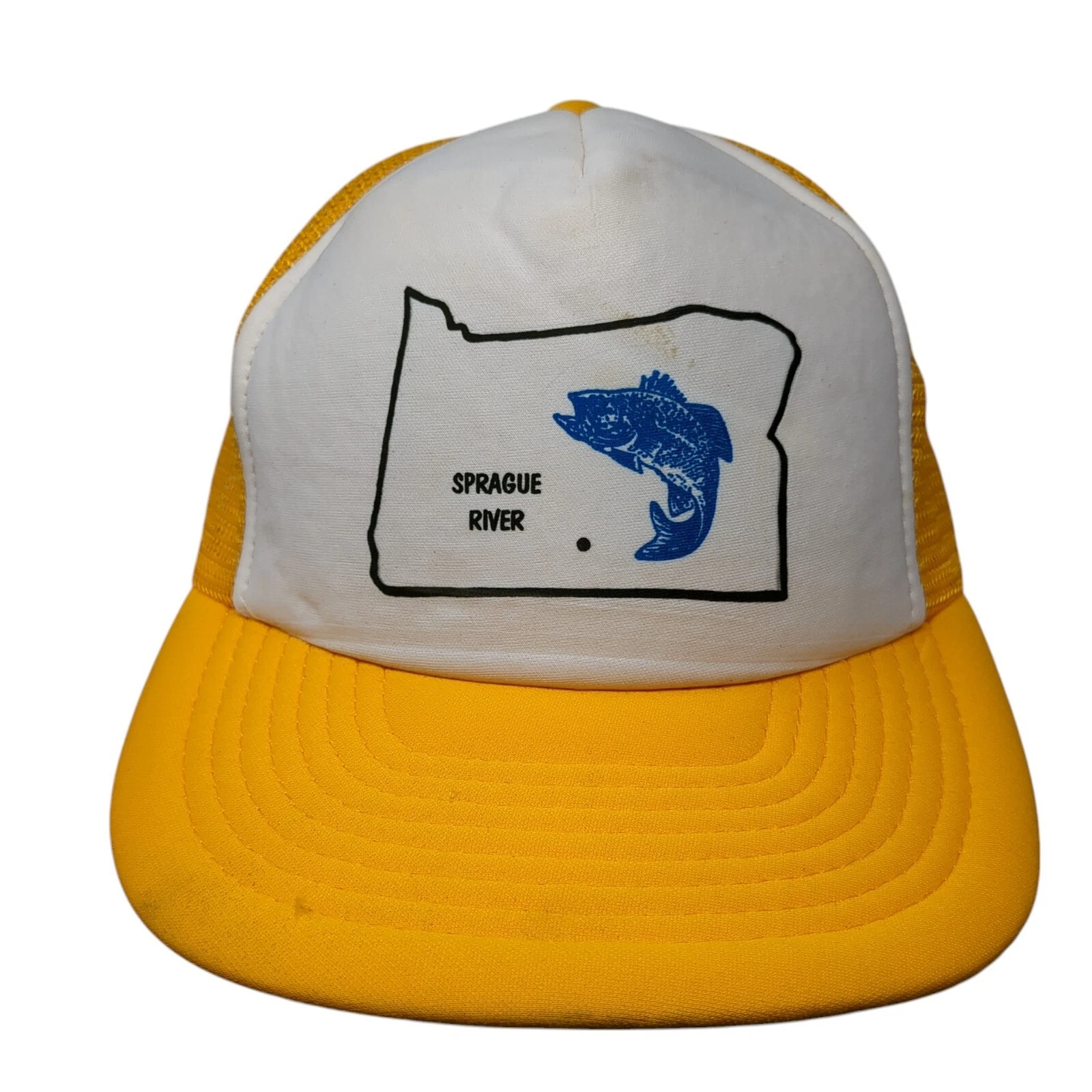 Sprague River Snapback Trucker Hat Yellow OS Adjustable Mesh Back Sportcap
