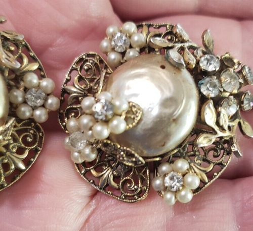 Orecchini Imitazione Strass Perla Clip On Vintage Gioielli Regalo di Natale LEGGERE - Foto 3 di 4