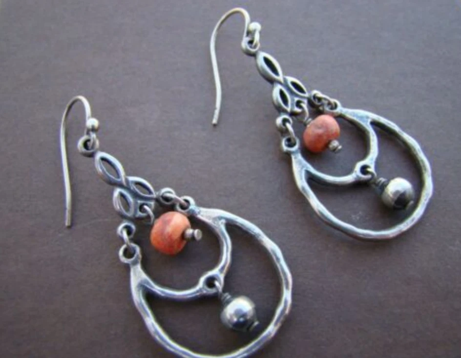 Pendientes Silpada W1560 Coral Plata de Ley 925 Naranja Rojo Esponja BOHO POPULAR Foto 3 de 4