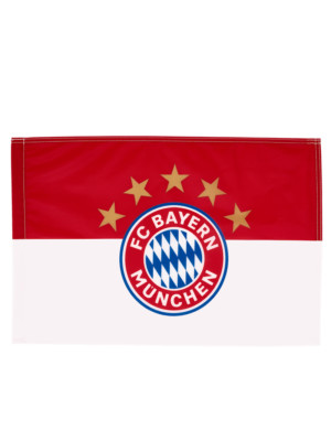 Original FCB FC Bayern München Fahne 5 Sterne Logo mit Stock (Artikel-Nr. 28326)