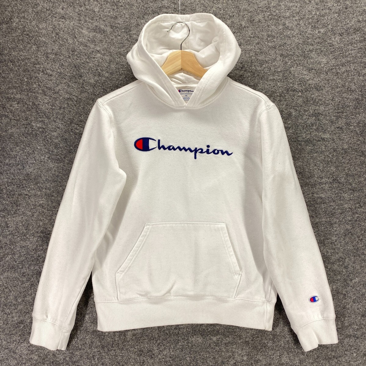 Champion Hoodie Boys XL Cotton White Active Long Sleeve Elastic Waist Logo  Hood | eBay