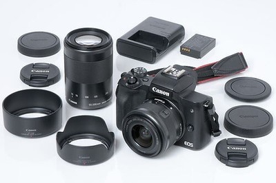 Canon Eos Kiss M2 Double Zoom Kit Black Mirrorless Camera | eBay