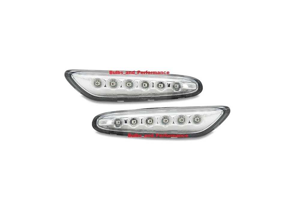 2 件透明镀铬 6 LED 侧标记灯适用于宝马 3 系列 E90 E91 E92 E93 — 第 2/4 张图片