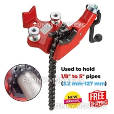 Heavy Duty Bench Chain Pipe Vise w/ Crank Handle for Holding 1/8"-5" Pipe Tubing