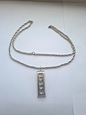 SOLID SILVER HALLMARKED INGOT ON STERLING SILVER CHAIN,SCRAP OR RE-SALE,42.4g