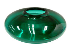 VINTAGE WHITEFRIARS EMERALD GREEN ART GLASS ROUND FLAT BOWL VASE