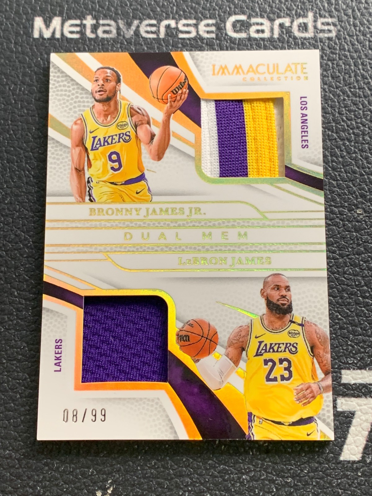 Bronny James Jr. / LeBron James 2024 Immaculate #8 Immaculate Dual 