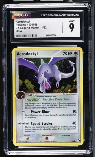 CGC 9 MINT Aerodactyl 1/92 EX Legend Maker Holo Pokemon Card