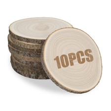 10Pack 9In Unfinished Wood Slices for Centerpieces Natural Rounds with Bark