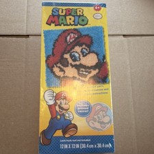 Nintendo Super Mario Latch Hook Kit 12 x 12 in w/ Printed Canvas 72-75279