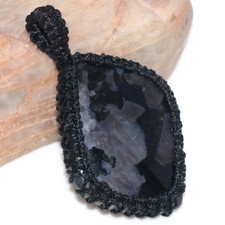 Macrame Thread Merlinite Pendant 2.1" New Arrival Fashion Forwarded Jewelry i320