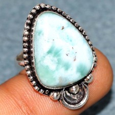 925 Silver Plated Larimar Ring US 7 Gifts For Girlfriend Most Beautiful GW