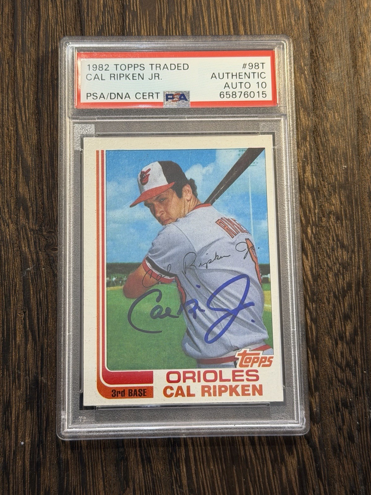 1982 Topps Traded Cal Ripken Jr #98T PSA/DNA Auto 10 Signed HOF Orioles view 2