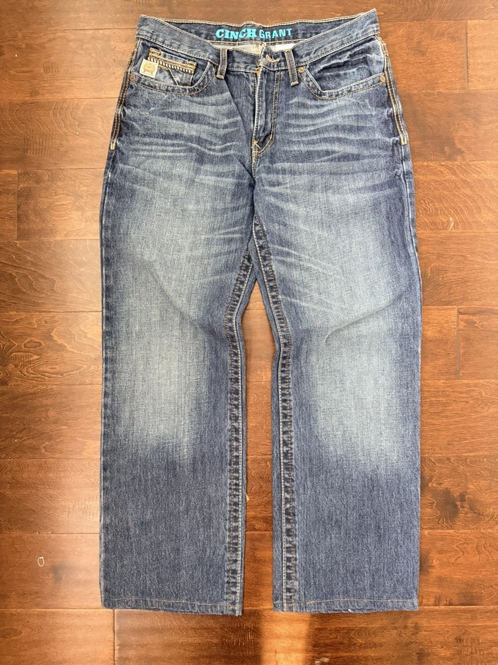 Pantalones de mezclilla para hombre Cinch Grant talla 32 x 30 (entrepierna con dobladillo) ajuste relajado - occidental Foto 2 de 4