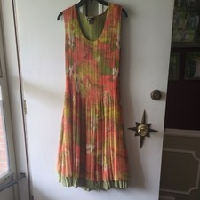 Caeliann Orange Pleated Art you can Wear Dress