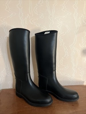 Fouganza Schooling Child US 2.5 France Riding Tall Boots Black Rubber Waterproof