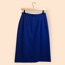 Vintage Union Made Elegant Blue Pure Wool Knit Skirt Professional Career Women