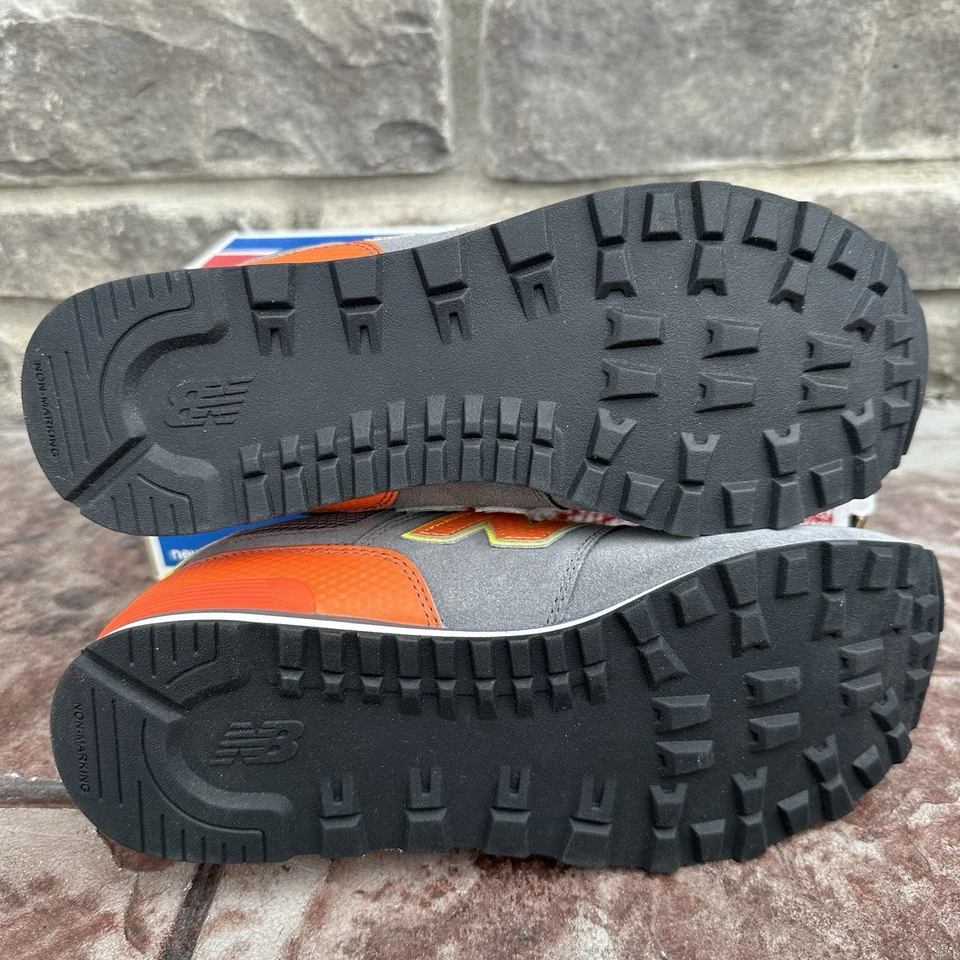Talla 7 - NEW BALANCE 574 Grandes Niños Jóvenes Zapatos Atléticos Tenis Gris Naranja Foto 4 de 4
