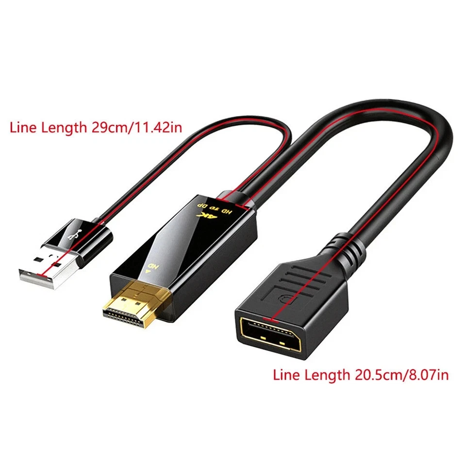 4K HD Display Port DP Male To HDMI Female Adapter Converter Cable For PC Laptop - Image 2 of 4