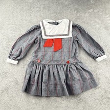 Bryan Sailor Dress Toddler 3T Black Red Stripe Big Collar USA Made Vintage 80s