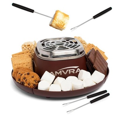 Indoor S'Mores Maker Smores Kit with 4 Stainless Steel Marshmallow Roasting S...