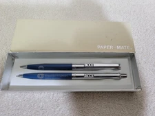 VINTAGE PAPER MATE DOUBLE HEART ADVERTISING PEN & PENCIL SET W / BOX "NICE"