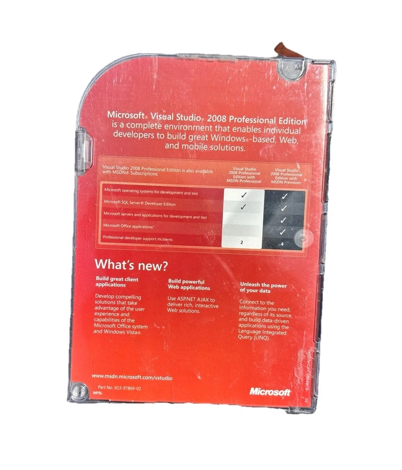Microsoft Visual Studio Professional 2008 SQL Server Dev 2005 RETAIL Box - Image 2 of 4