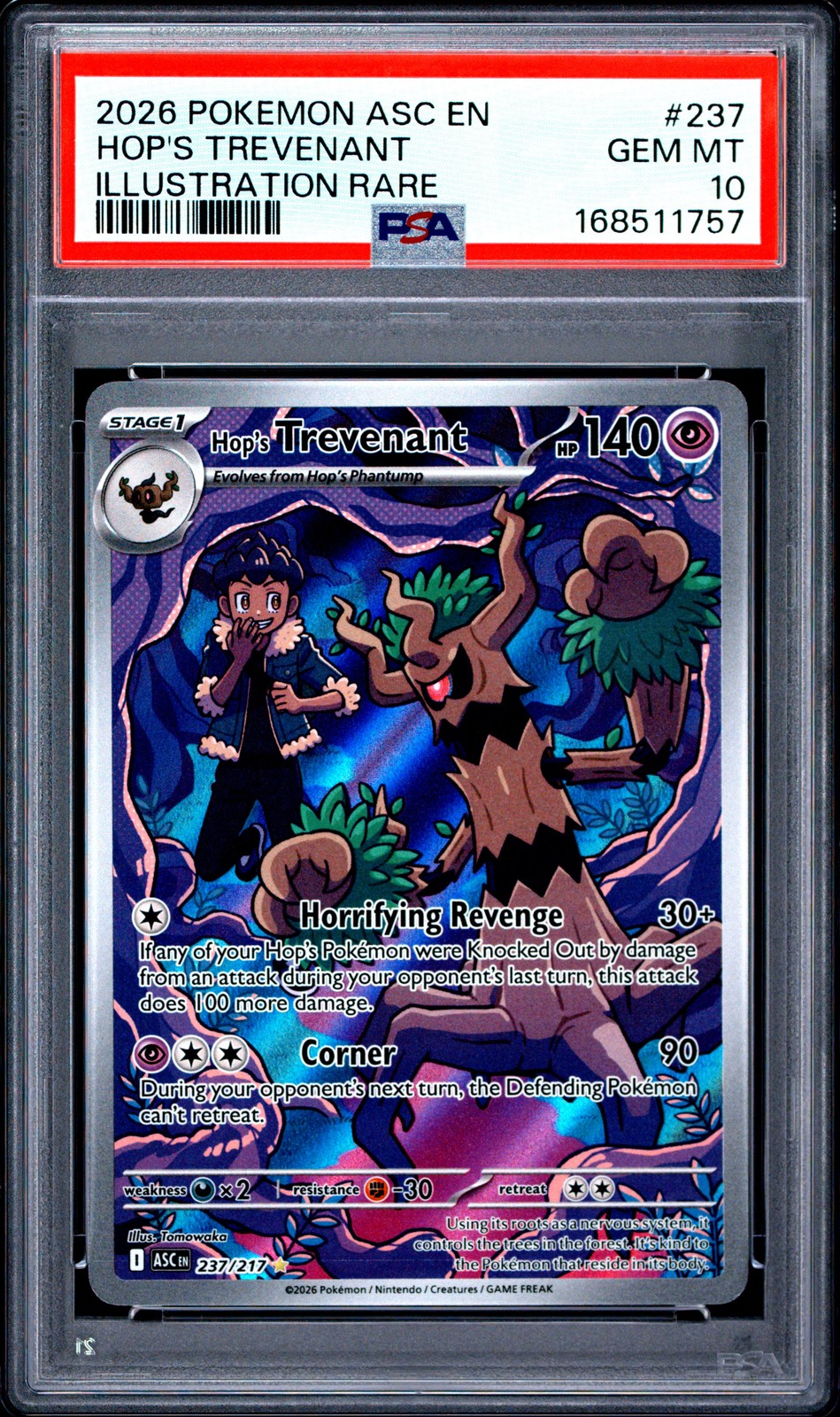 2026 POKEMON ASCENDED HEROES ILLUSTRATION RARE #237 HOP'S TREVENANT PSA 10