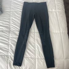 Polo Ralph Lauren Pima Cotton Leggings Women S Gray Suede Knee Patch Equestrian