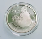 Penguin & Snowman Christmas Holiday 1 oz .999 silver round in capsule 2014