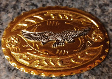 Vintage Metal Belt Buckle Flying Eagle Gold  Silver Tone