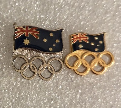 UNDATED AUSTRALIA FLAG  NOC OLYMPIC 2 PIN  SET Gold And Silver 